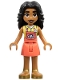 Minifig No: frnd0626  Name: Friends Adi - Coral Overalls Skirt, Bright Light Yellow Shirt, Gold Sandals