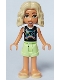 Minifig No: frnd0643  Name: Friends Nova - Black and White Shirt with Video Game Controller, Yellowish Green Shorts, Bright Light Yellow Sandals