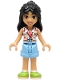 Minifig No: frnd0658  Name: Friends Liann - White Blouse, Coral Shirt, Bright Light Blue Shorts, Lime Shoes