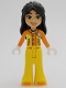 Minifig No: frnd0661  Name: Friends Liann - Orange and Yellow Ski Suit / Jacket, Trousers Bell-Bottoms, Orange Shoes