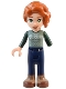 Minifig No: frnd0667  Name: Friends Autumn - Sand Green Sweater Vest, Dark Blue Trousers, Nougat and Reddish Brown Boots