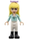 Minifig No: frnd068  Name: Friends Stephanie, White Riding Pants, Light Aqua Long Sleeve Top with Collar, Bow
