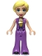 Minifig No: frnd0684  Name: Friends Stephanie (Adult) - Medium Lavender Suit with Gold Shirt, Black Shoes with White Soles