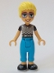 Minifig No: frnd0688  Name: Friends Olly - Black and White Mesh T-Shirt, Dark Azure Trousers, Black Shoes