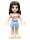 Minifig No: frnd070  Name: Friends Emma - Bright Light Blue Skirt, White Top with Pink Flowers