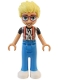 Minifig No: frnd0716  Name: Friends Olly - White Shirt with Black Stripes, Coral Suspenders, Dark Azure Trousers, White Shoes