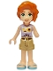 Minifig No: frnd0721  Name: Friends Autumn - Lavender Vest with Sunflowers, Dark Tan Shorts, Metallic Light Blue Sandals