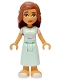 Minifig No: frnd0724  Name: Friends Mary Joy - Light Aqua Scrubs Dress with White Short Sleeves, White Sandals