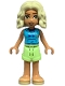 Minifig No: frnd0739  Name: Friends Nova - Medium Azure Sleeveless Hoodie, Yellowish Green Shorts, Bright Light Yellow Sandals