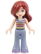 Minifig No: frnd0746  Name: Friends Paisley - Striped Sleeveless Top, Sand Blue Trousers Bell-Bottoms, Medium Lavender Shoes