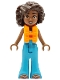 Minifig No: frnd0782  Name: Friends Aliya - Coral Halter Top, Medium Azure Trousers Bell-Bottoms, Metallic Pink Flip Flops, Orange Life Jacket