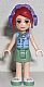 Minifig No: frnd080  Name: Friends Mia - Sand Green Skirt, Medium Blue Top with Red Cross Logo and Scarf, Dark Purple Headphones