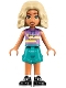 Minifig No: frnd0806 Name: Friends Nova - Medium Lavender Sleeveless Hoodie with Dachshund, Dark Turquoise Shorts, Black and White Boots Minifig No: frnd0806 Name: Friends Nova - Medium Lavender Sleeveless Hoodie with Dachshund, Dark Turquoise Shorts, Black and White Boots
