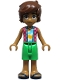 Minifig No: frnd0836  Name: Friends Leo - Coral and Magenta Checkered Sleeveless Shirt, Bright Green Shorts, Dark Blue Sandals