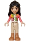 Minifig No: frnd0845  Name: Friends Liann - Coral Patchwork Jacket, Tan Trousers with Medium Nougat Boots