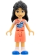 Minifig No: frnd0856  Name: Friends Liann - Coral Outfit with Raccoon and Christmas Lights