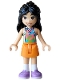Minifig No: frnd0864  Name: Friends Liann - Lime, Coral and Medium Azure Tank Top, Orange Skirt, Medium Lavender Shoes