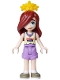 Minifig No: frnd0888  Name: Friends Paisley - Bright Light Yellow and Medium Lavender Tank Top, Medium Lavender Shorts, Dark Tan Shoes, Bright Light Orange Flower Tiara