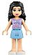Minifig No: frnd090  Name: Friends Emma - Bright Light Blue Skirt, Lavender Top with Flowers