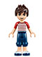 Minifig No: frnd093  Name: Friends Noah - Dark Blue Cropped Trousers, Red and White Striped Top