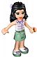 Minifig No: frnd095  Name: Friends Emma - Sand Green Skirt, White Plaid Button Shirt, Bow