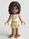 Minifig No: frnd114  Name: Friends Andrea, Tan Shorts, White Top with Necklace with Music Notes