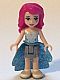 Minifig No: frnd123  Name: Friends Livi, Flat Silver Layered Skirt, White Top with Metallic Geometric, Dark Azure Sequined Cloth Skirt