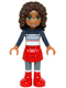 Minifig No: frnd133  Name: Friends Andrea - Red Skirt and Boots, Dark Blue Sweater Top