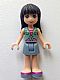 Minifig No: frnd154  Name: Friends Maya, Sand Blue Skirt, Sand Green Knotted Blouse Top