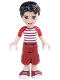 Minifig No: frnd162  Name: Friends Nate - Dark Red Cropped Trousers Large Pockets, Red and White Striped Shirt