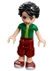 Minifig No: frnd182  Name: Friends Oliver - Dark Red Cropped Trousers Large Pockets, Green Shirt