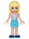 Minifig No: frnd191  Name: Friends Stephanie, Medium Azure Layered Skirt, White One Shoulder Top with Stars