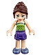 Lot ID: 369073685  Minifig No: frnd193  Name: Friends Naomi (Light Nougat) - Lime Halter Top with Dark Green Dots, Dark Purple Shorts, Sand Blue Shoes
