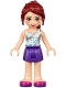 Minifig No: frnd195  Name: Friends Mia - Dark Purple Skirt, White One Shoulder Top with Stars