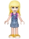 Minifig No: frnd202  Name: Friends Stephanie - Denim Overalls Skirt, Dark Pink Top