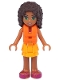 Minifig No: frnd205  Name: Friends Andrea - Bright Light Orange Layered Skirt, Tan Top with Bright Light Orange Chevron Stripes, Life Jacket