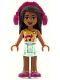 Minifig No: frnd249  Name: Friends Andrea - Light Aqua Layered Skirt, Bright Light Orange Top with Winged Music Notes, Headphones