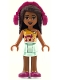 Lot ID: 161421107  Minifig No: frnd249  Name: Friends Andrea - Light Aqua Layered Skirt, Bright Light Orange Top with Winged Music Notes, Headphones