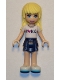 Minifig No: frnd250  Name: Friends Stephanie, Dark Blue Layered Skirt, White T-Shirt with 'I Heart HLC' Pattern