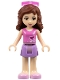 Minifig No: frnd257  Name: Friends Olivia - Medium Lavender Skirt, Dark Pink Top with Hearts and White Undershirt, Lab Safety Glasses
