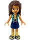 Minifig No: frnd292  Name: Friends Andrea, Dark Blue Skirt, Gold Top with Dark Turquoise Vest