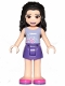 Minifig No: frnd303  Name: Friends Emma - Dark Purple Skirt, Lavender Top with Flowers