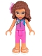 Minifig No: frnd307  Name: Friends Olivia, Dark Pink Wetsuit, Flower