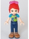 Minifig No: frnd328  Name: Friends Mia, Dark Blue Trousers, Lime Top, Red Hair, Sunglasses