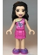 Minifig No: frnd357  Name: Friends Emma, Dark Pink Layered Skirt, Dark Pink Top with Geometric Triangles, Lavender Shoes