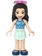 Minifig No: frnd366  Name: Friends Emma - Light Aqua Skirt, Blue Swimsuit Top, Sunglasses
