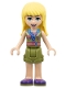 Minifig No: frnd375  Name: Friends Stephanie - Olive Green Shorts and Top, Dark Purple Shoes