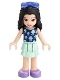 Minifig No: frnd387  Name: Friends Emma - Light Aqua Layered Skirt, Dark Blue Top with Jellyfish, Trans-Purple Sunglasses