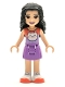 Minifig No: frnd427  Name: Friends Emma, Medium Lavender Skirt, Coral and Lavender Top with Cat Head