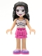 Minifig No: frnd442  Name: Friends Emma - Dark Pink Skirt, White Ruffled Tank Top, Face Paint